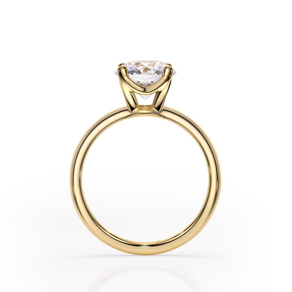 18 KT Yellow Gold Iconic M Engagement Ring Round Cut LGD 2.00 CT