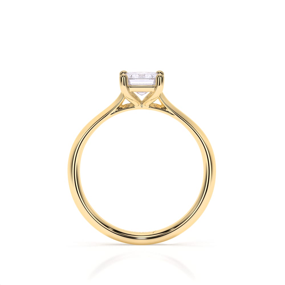 18 KT Yellow Gold Classic Engagement Ring Emerald Cut LGD 1.00 CT