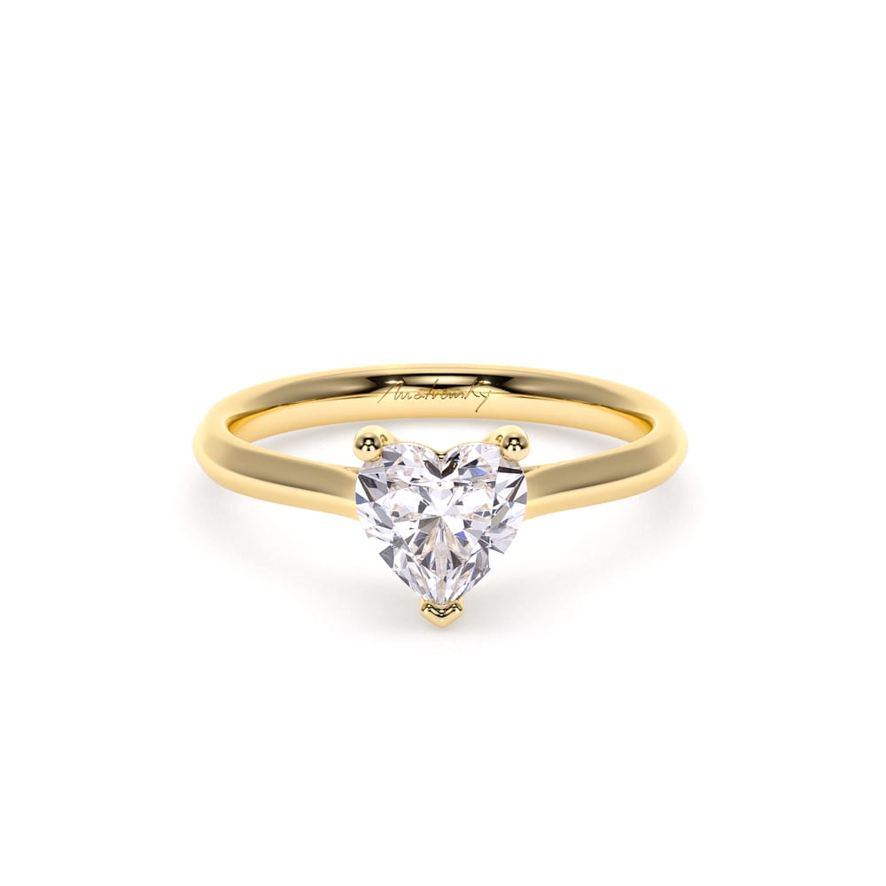 18 KT Yellow Gold Classic Engagement Ring Heart Cut LGD 1.00 CT
