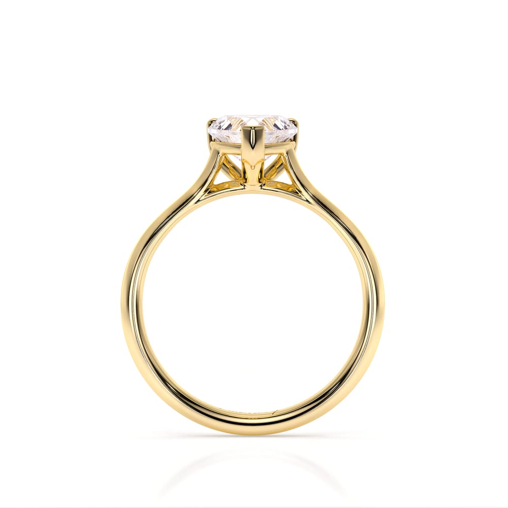 18 KT Yellow Gold Classic Engagement Ring Heart Cut LGD 1.00 CT