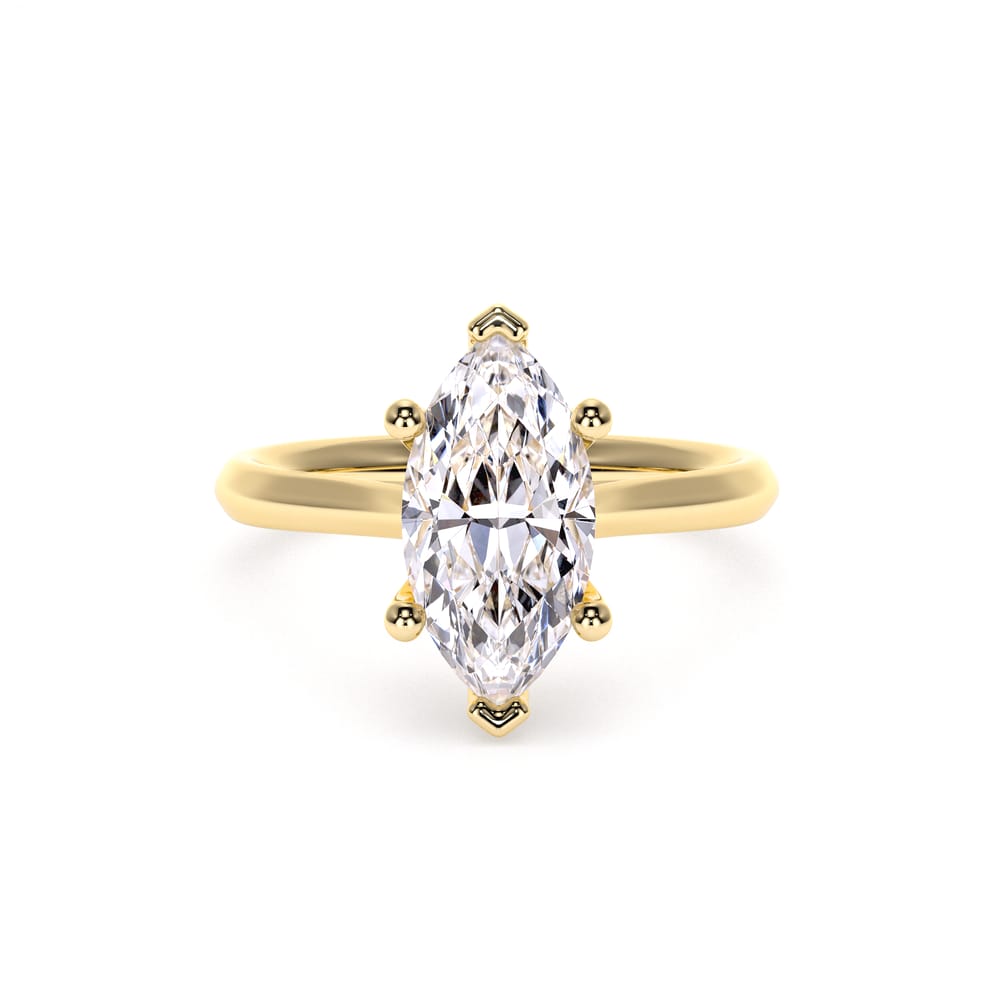 18 KT Yellow Gold Classic Engagement Ring Marquise Cut LGD 2.00 CT
