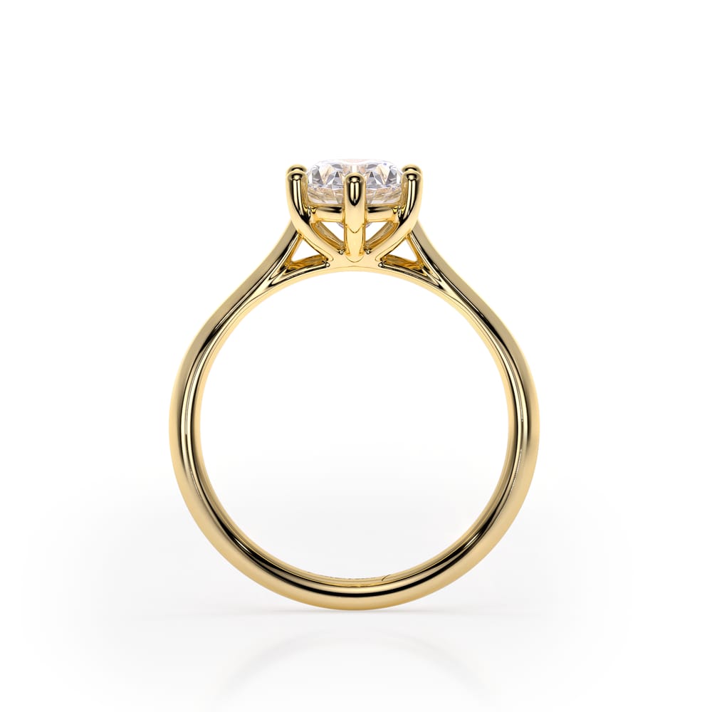 18 KT Yellow Gold Classic Engagement Ring Oval Cut LGD 1.00 CT
