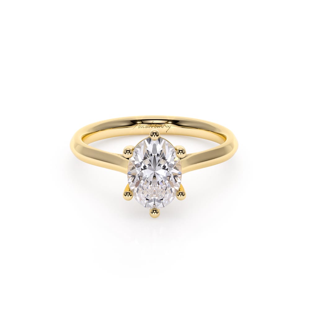 18 KT Yellow Gold Classic Engagement Ring Oval Cut LGD 1.00 CT