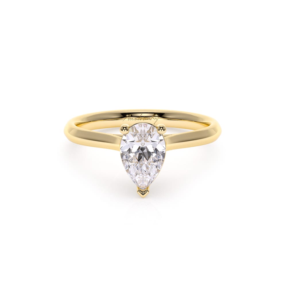 18 KT Yellow Gold Classic Engagement Ring Pear Cut LGD 1.00 CT
