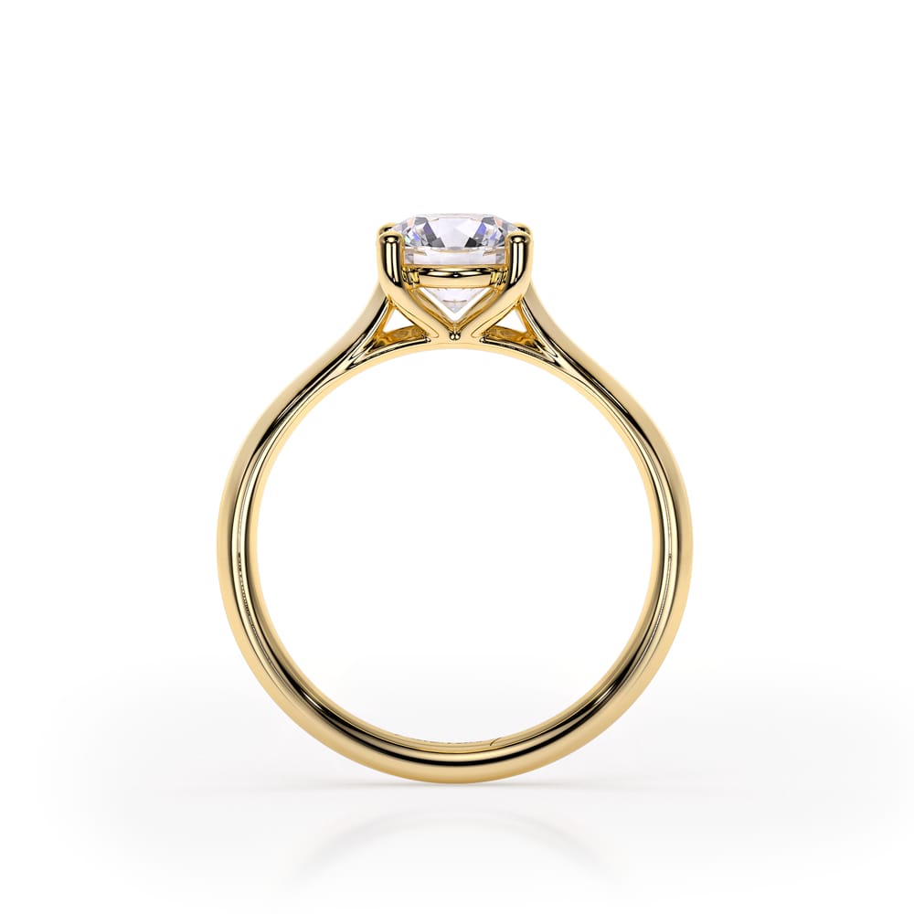 18 KT Yellow Gold Classic Engagement Ring Round Cut LGD 1.00 CT
