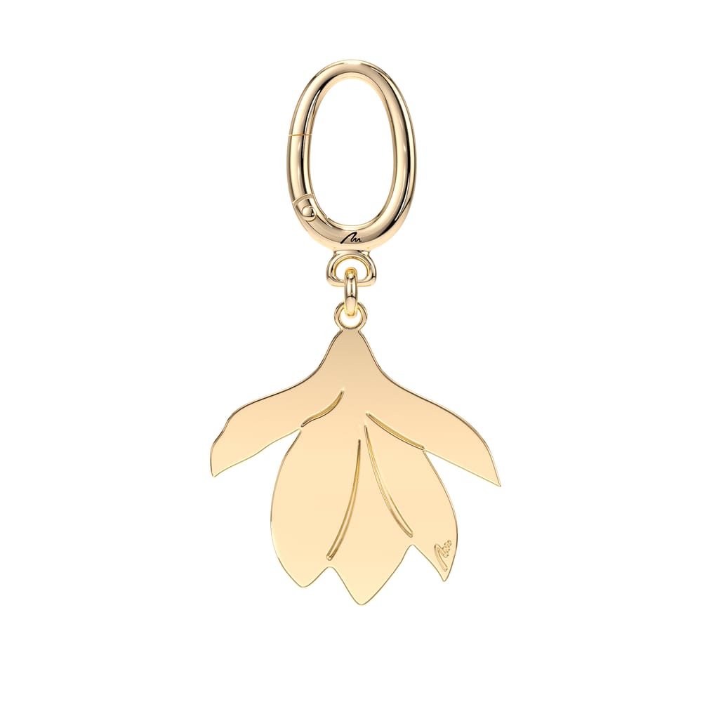 Breloc Magnolia, din alama placata cu aur galben