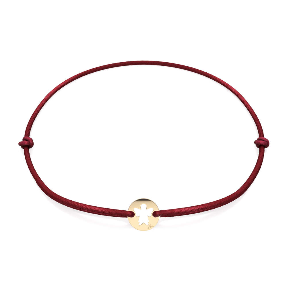 14 KT yellow gold Angel in Little Coin bracelet on string