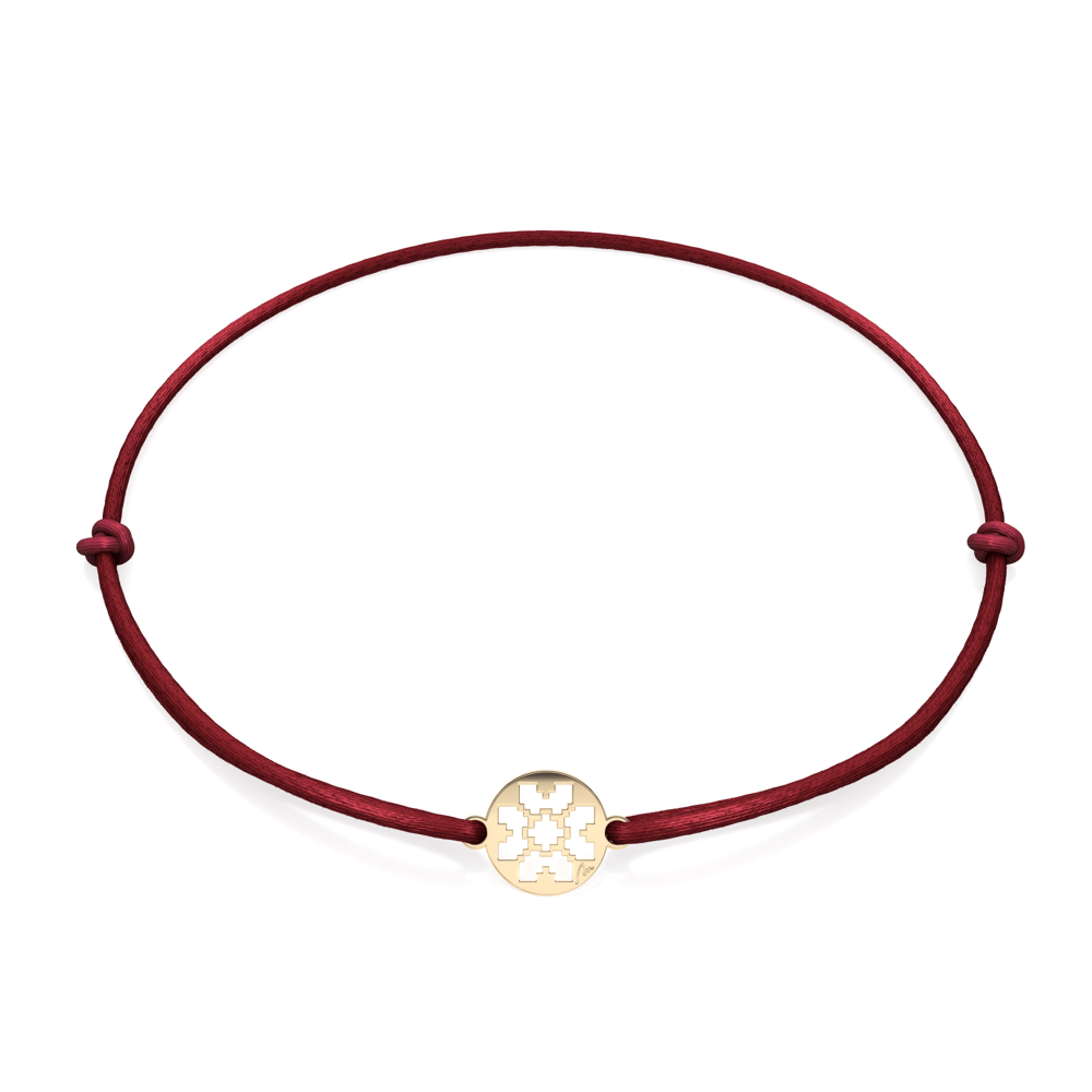 Bratara pe snur Trifoi Traditional in Banut, din aur galben 14 KT