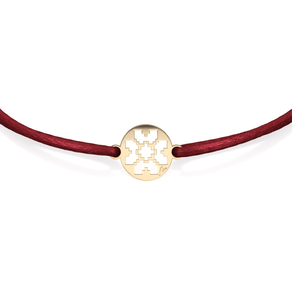 Bratara pe snur Trifoi Traditional in Banut, din aur galben 14 KT