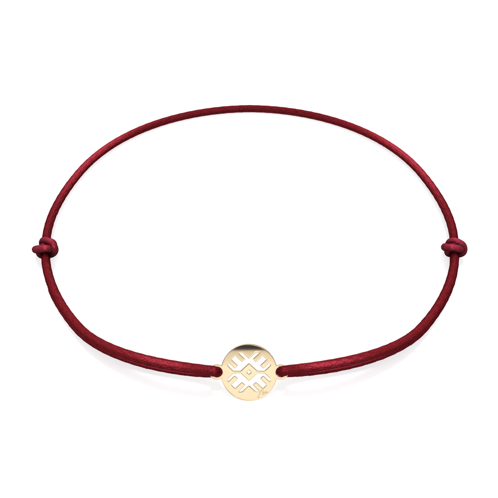 14 KT yellow gold Traditional Eye in Little Coin bracelet on string