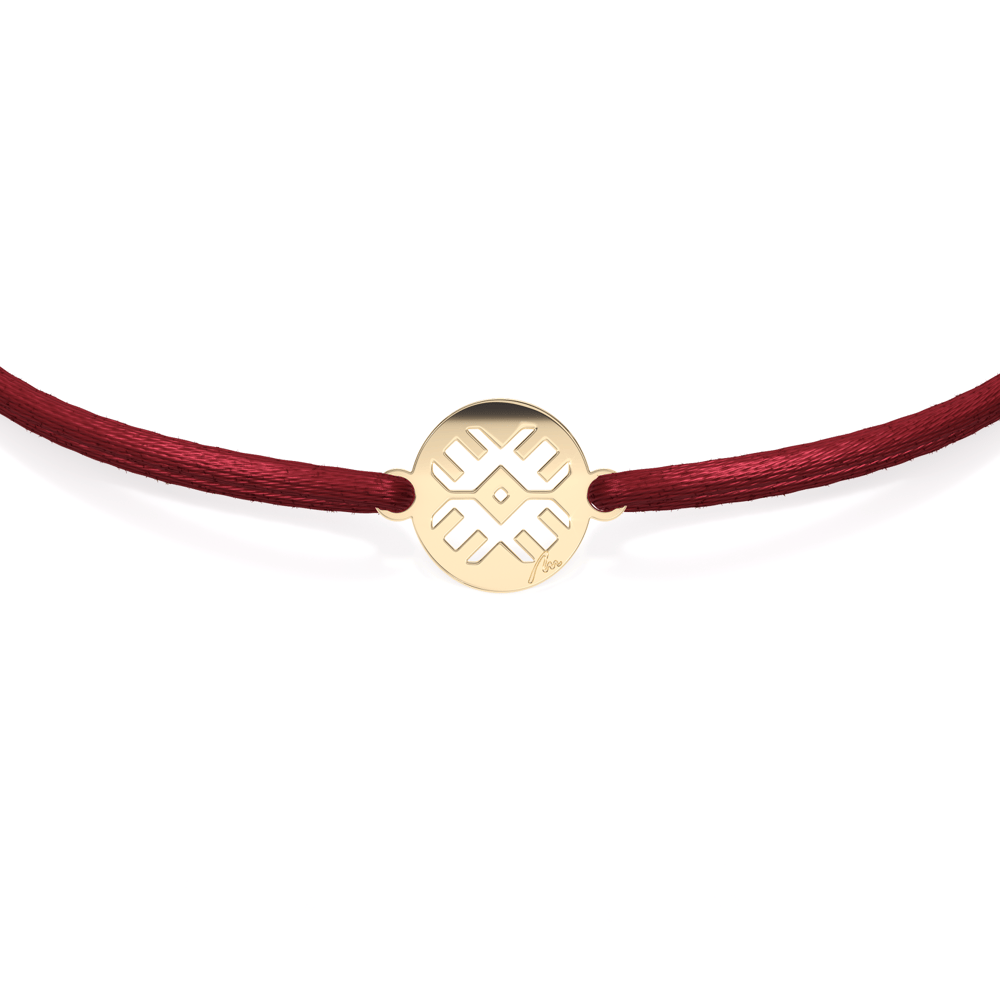 14 KT yellow gold Traditional Eye in Little Coin bracelet on string