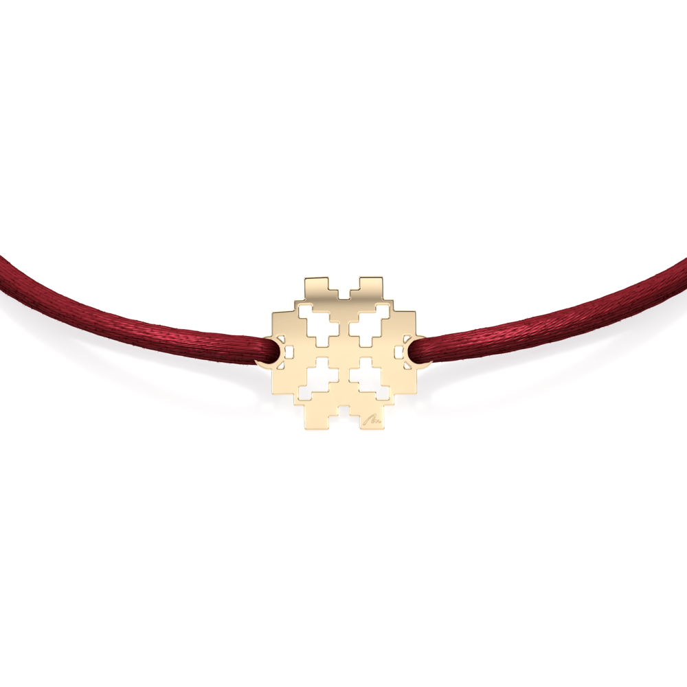 Bratara pe snur Trifoi Traditional, din aur galben 14 KT
