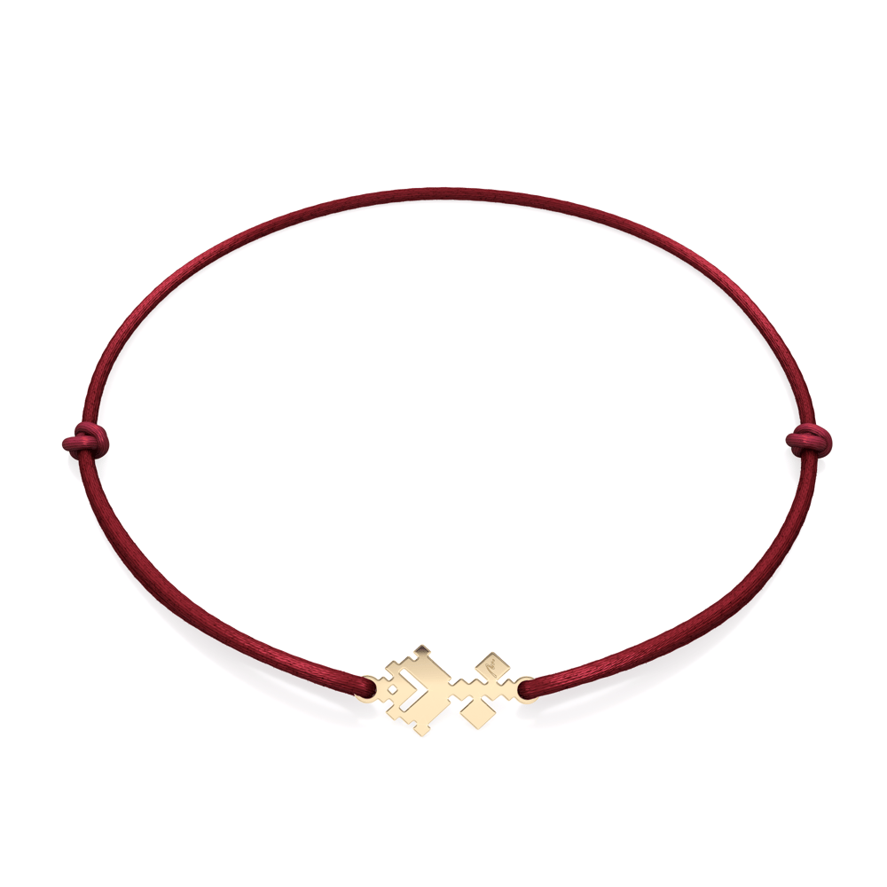 Bratara pe snur Trandafir Traditional, din aur galben 14 KT