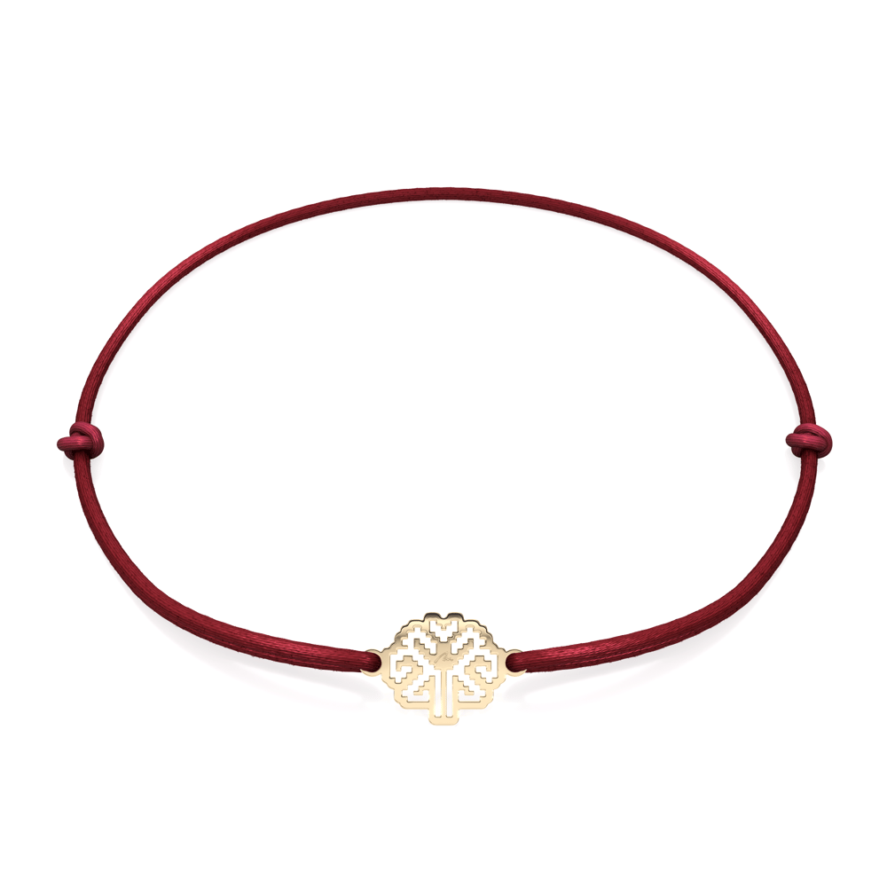 14 KT yellow gold Tree of Life bracelet on string