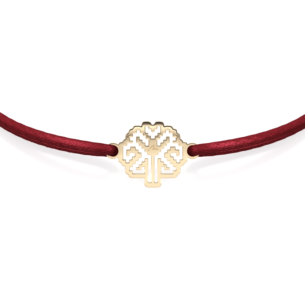 14 KT yellow gold Tree of Life bracelet on string