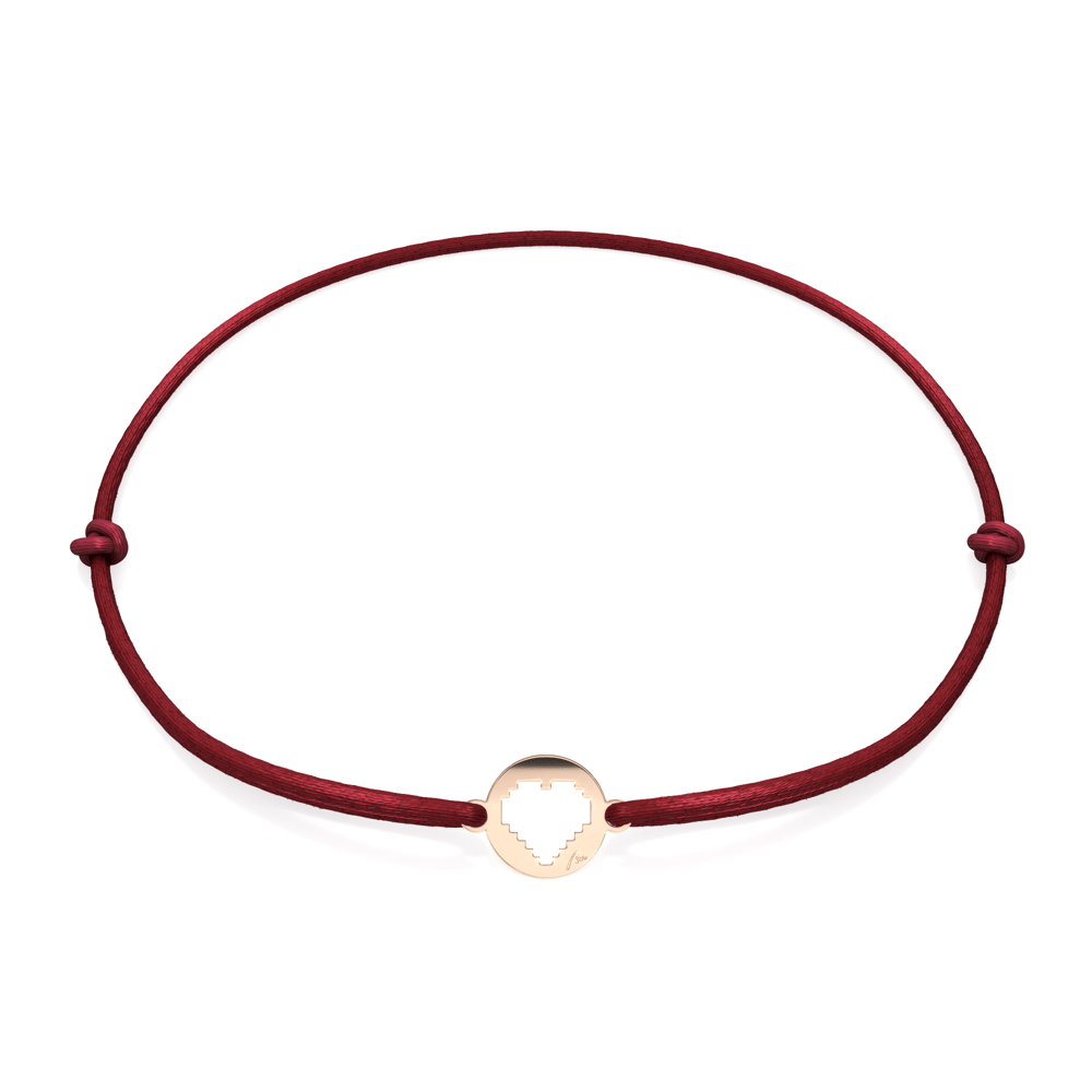 14 KT rose gold Traditional Heart in Little Coin bracelet on string