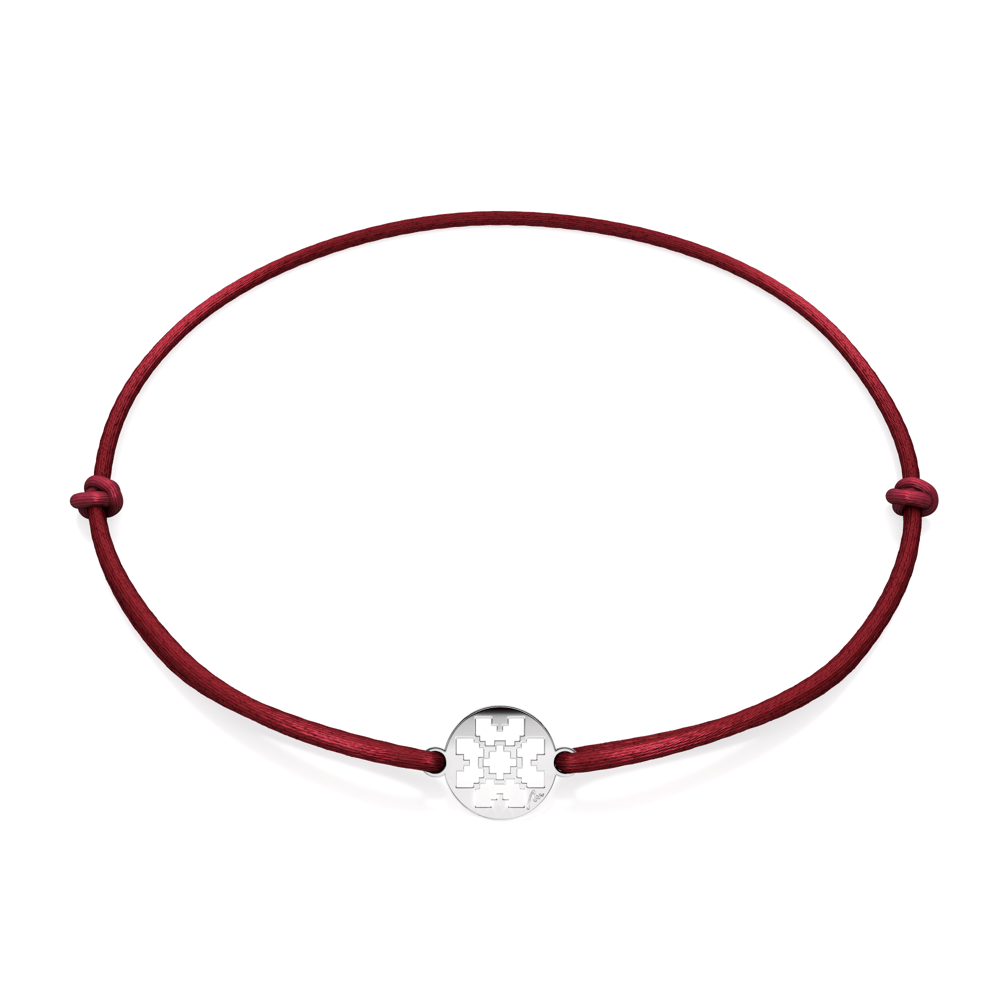 14 KT white gold Traditional Clover in Little Coin bracelet on string