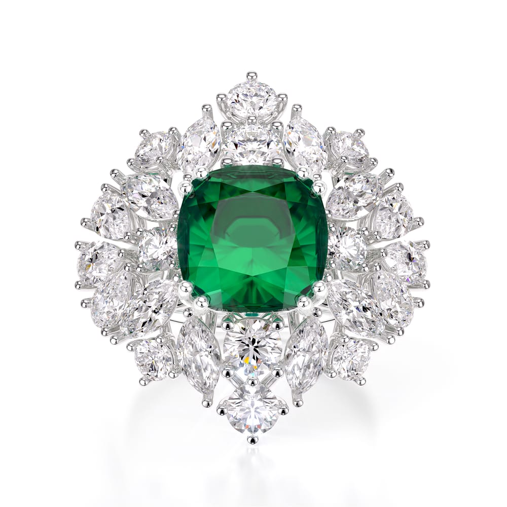 Inel din aur alb 18 KT, The Royal Smarald