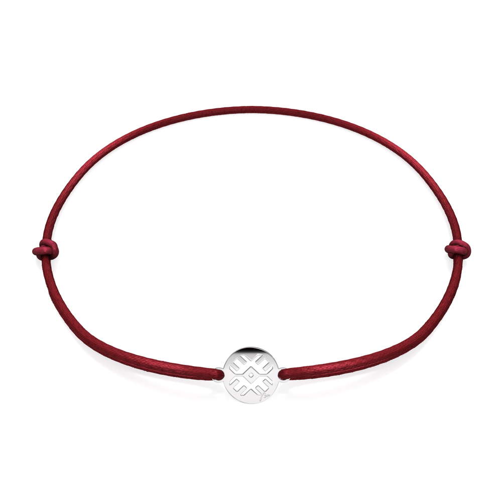 14 KT white gold Traditional Eye in Little Coin bracelet on string