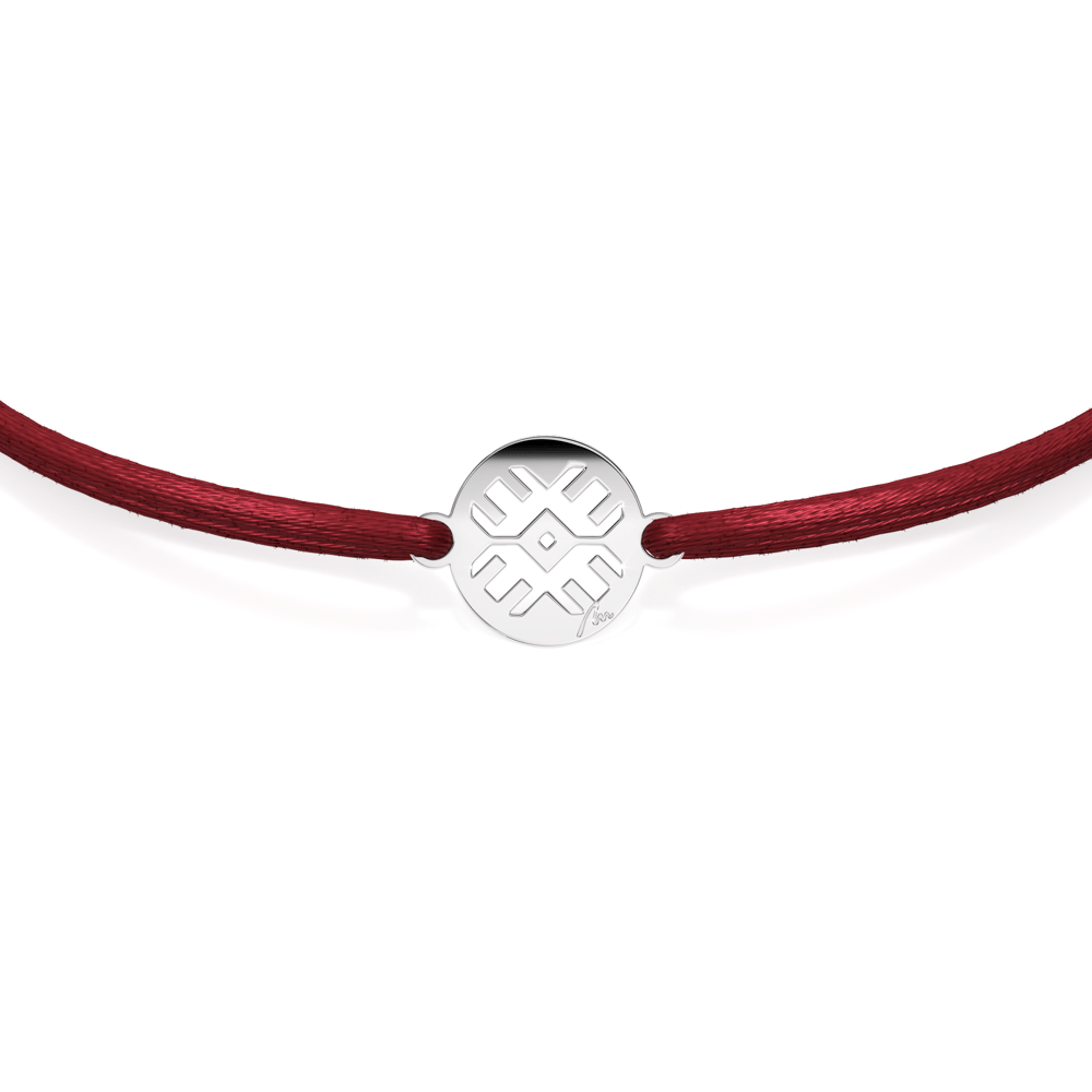 14 KT white gold Traditional Eye in Little Coin bracelet on string