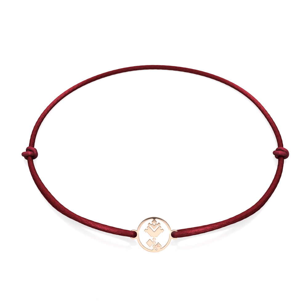 Bratara pe snur Trandafir Traditional in Banut, din aur roz 14 KT