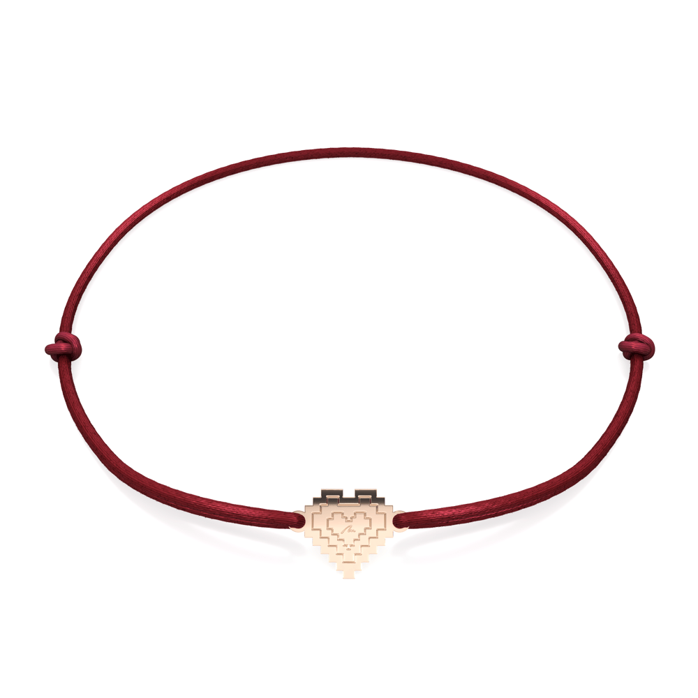14 KT rose gold Traditional Heart bracelet on string