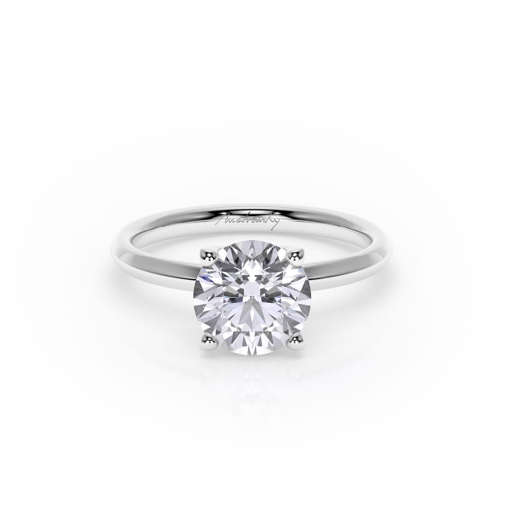 18 KT White Gold Iconic M Engagement Ring LGD Round Cut 2.03 CT