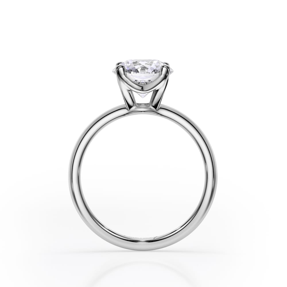 18 KT White Gold Iconic M Engagement Ring LGD Round Cut 2.03 CT