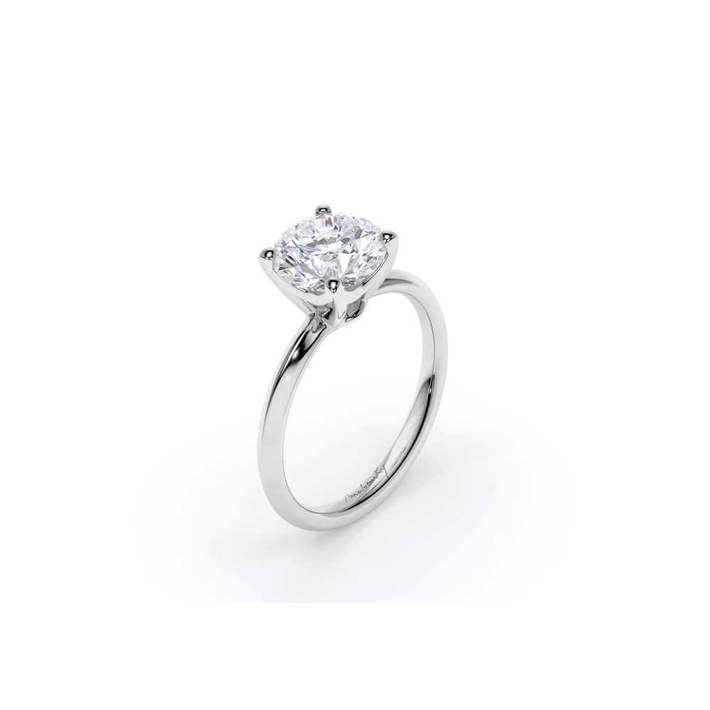 18 KT White Gold Iconic M Engagement Ring LGD Round Cut 2.03 CT