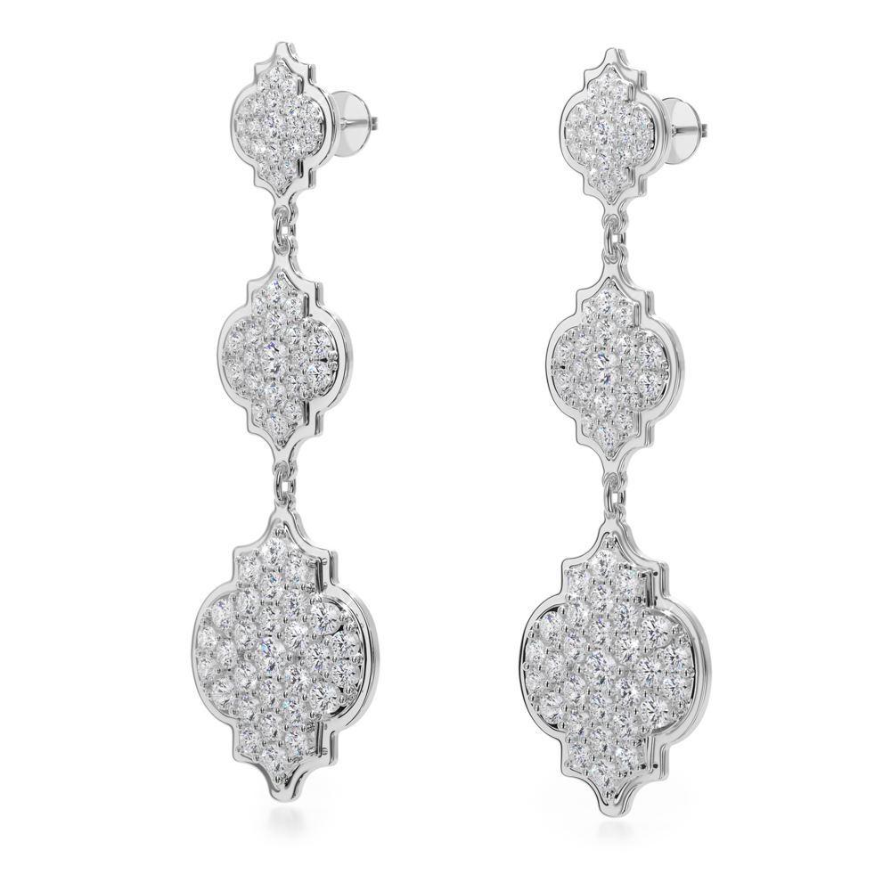 18 KT white gold Aisha Diamonds earrings, with 5.57 CT lab-grown diamonds