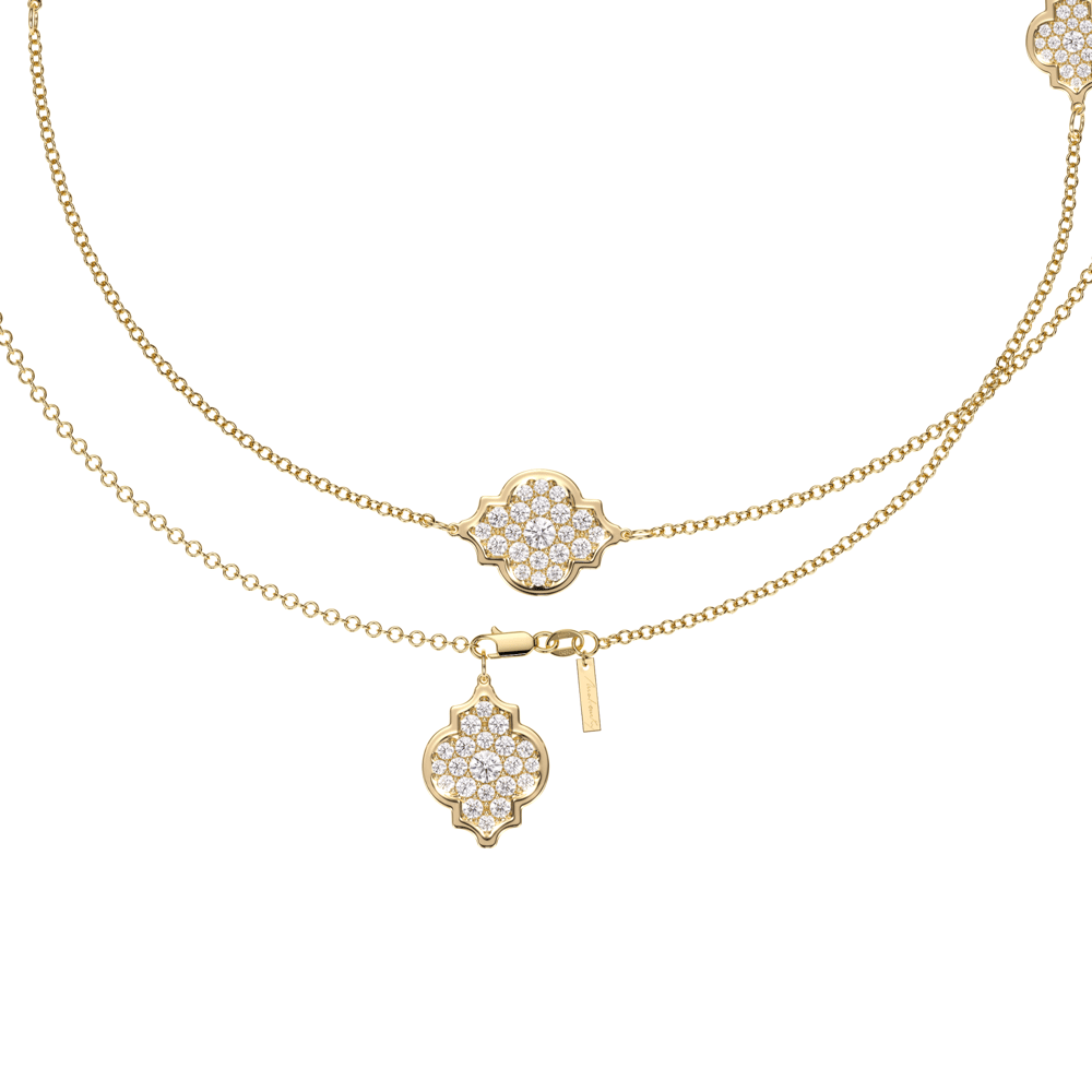 18 KT yellow gold Amina Full Pavé 6.27 CT lab-grown diamonds necklace