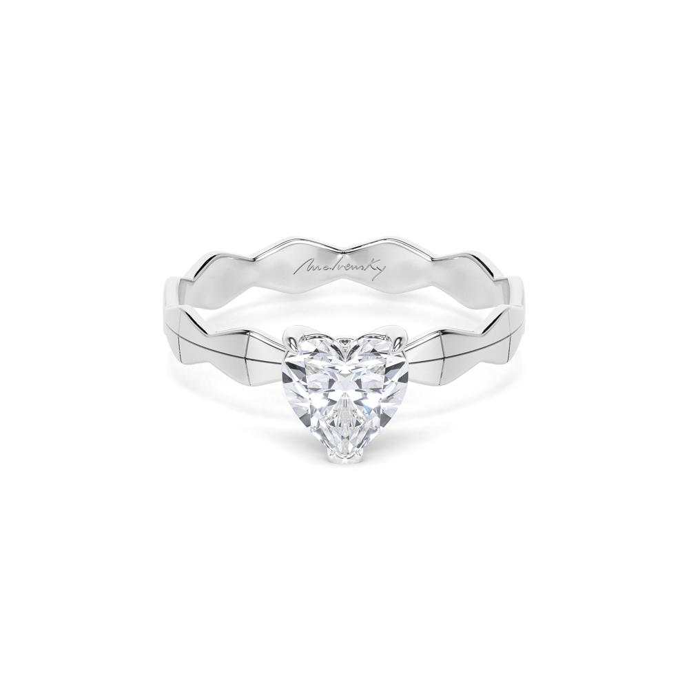 14 KT White Gold Infinity Engagement Ring Heart Cut 1.02 CT DVS1 LGD