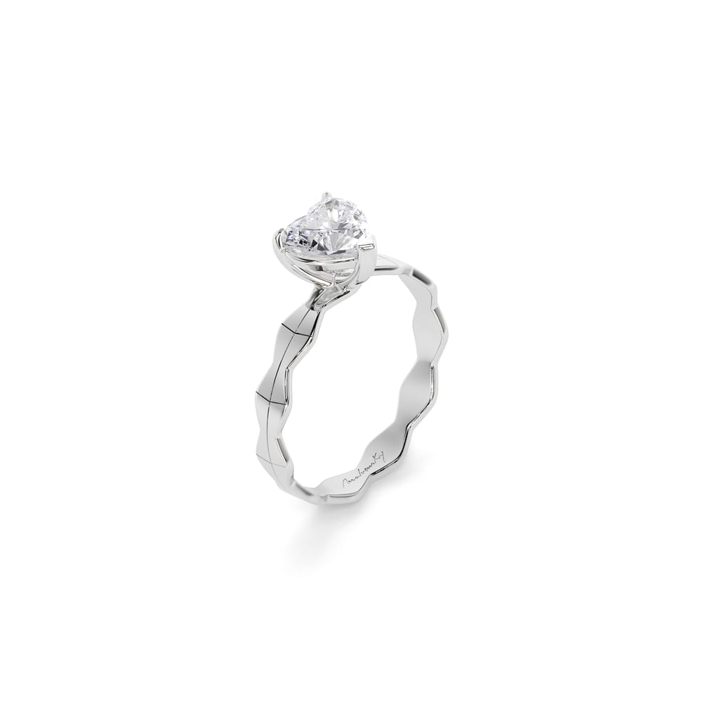 14 KT White Gold Infinity Engagement Ring Heart Cut 1.02 CT DVS1 LGD
