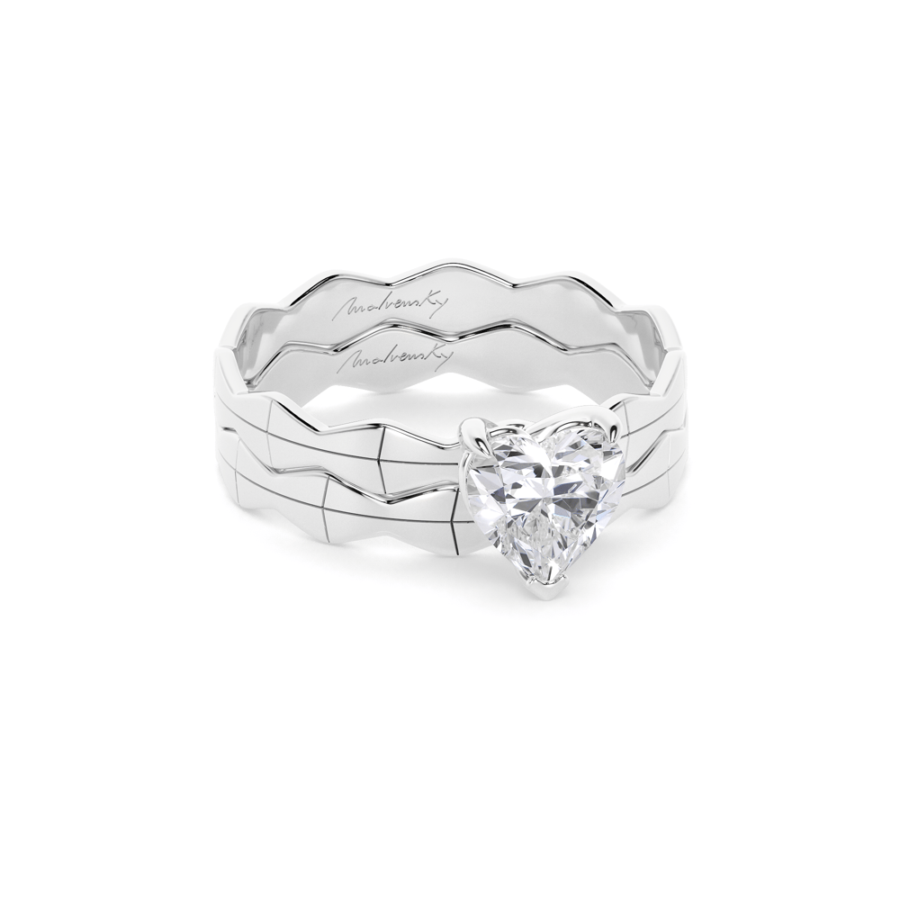 14 KT White Gold Infinity Engagement Ring Heart Cut 1.02 CT DVS1 LGD