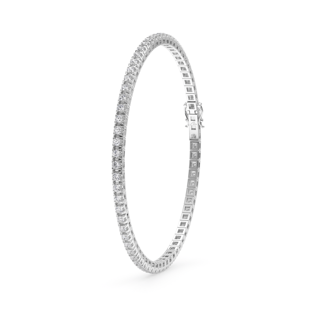 Bratara Tennis, cu diamante de laborator 3.05 CT, din aur alb 18 KT