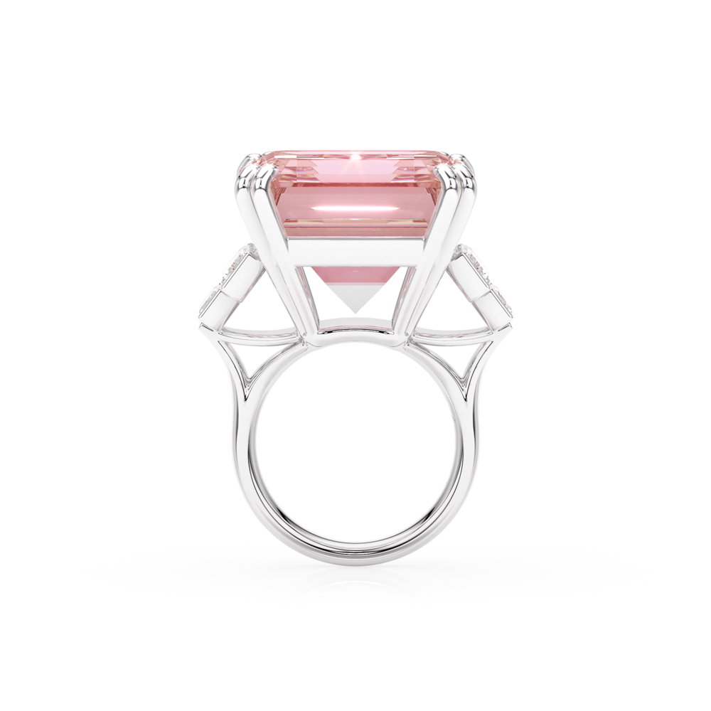 Inel din platina cu morganit si diamante de laborator, Trilogy The Grand Morganite