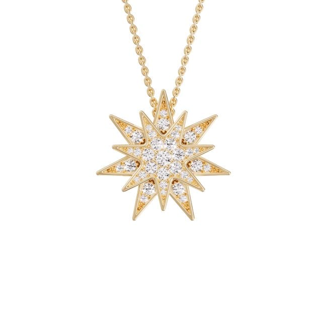 Lantisor cu pandant Venus pavat cu diamante de laborator, din aur galben de 18 KT