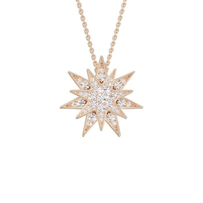 Lantisor cu pandant Venus pavat cu diamante de laborator, din aur roz de 18 KT