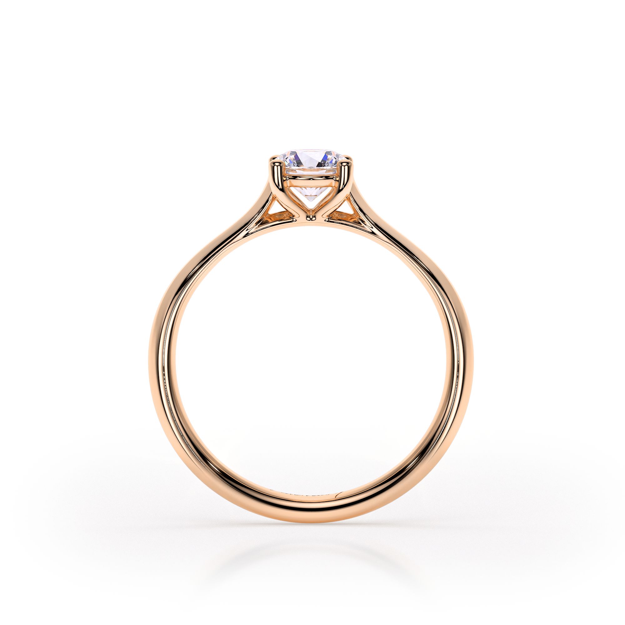 Inel Roca Inel de Logodna Classic Aur Roz 18 KT Round Cut LGD 0.50 CT - Malvensky