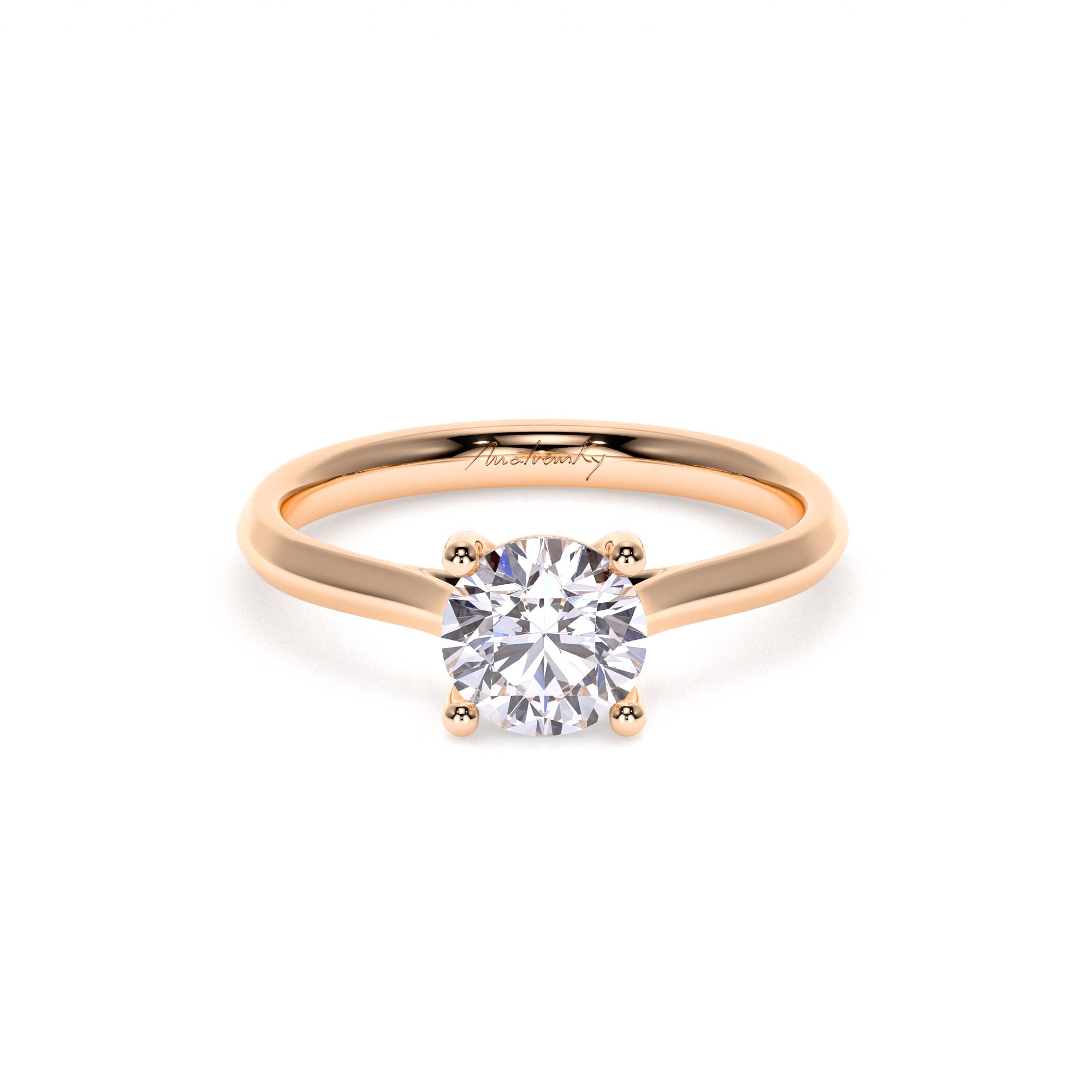 Inel de Logodna Classic Aur Roz 18 KT Round Cut LGD 1.00 CT - Malvensky