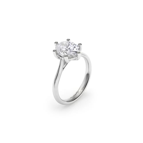 Inel de Logodna Classic Aur Alb 18 KT Oval Cut LGD 2.00 CT