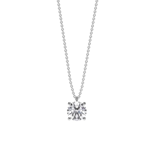 Lantisor Solitaire, cu diamant de laborator 2.00 CT, din aur alb 14 KT