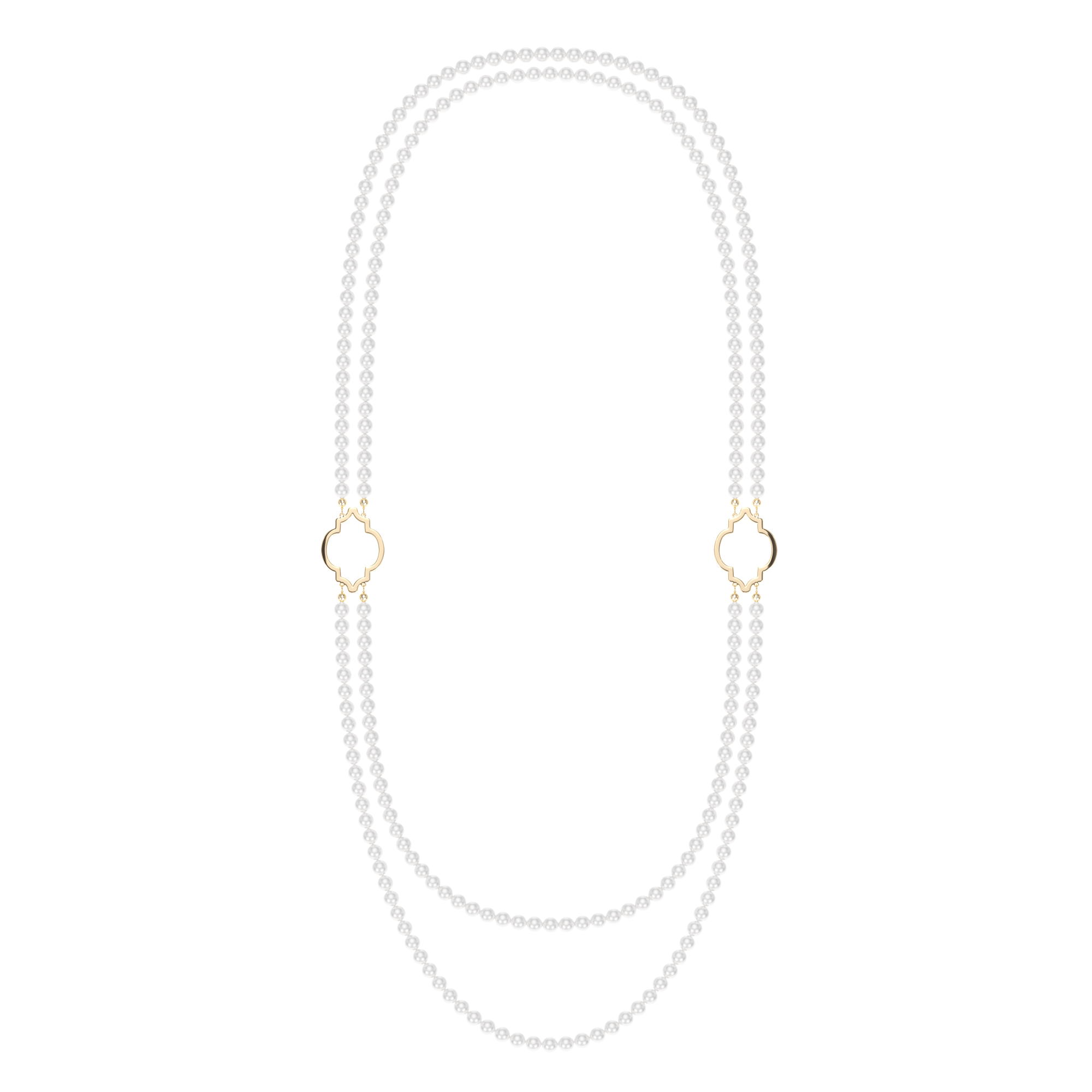 Colier dublu cu perle de 6 mm, din aur galben 14 KT, Amina