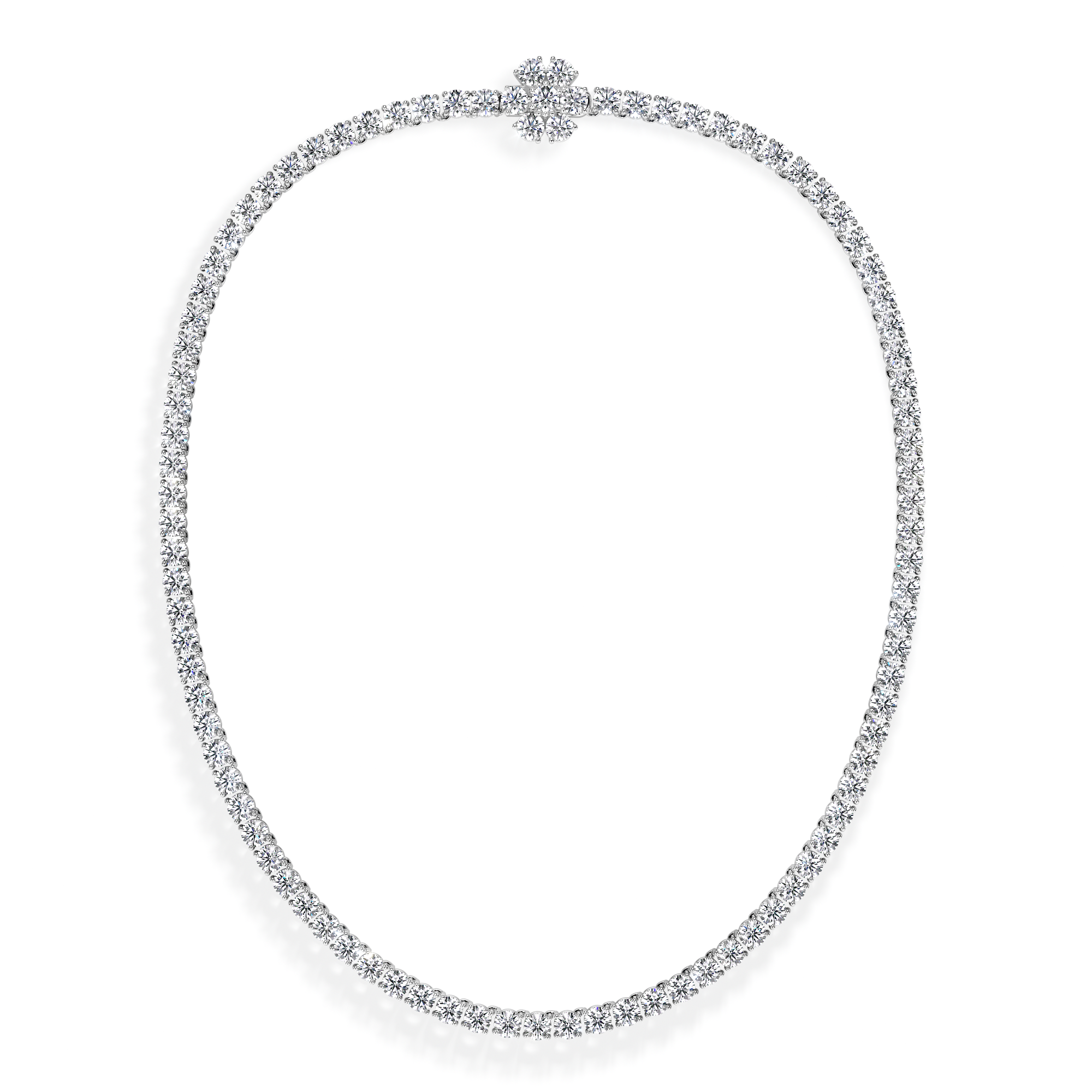 Colier Tennis, cu diamante de laborator 25.12 CT, din aur alb 18 KT