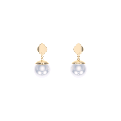 Cercei Pearls of Orient cu perle de 10 mm, din aur galben 14 KT