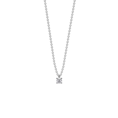 14 k white gold Solitaire necklace, with 1 0.10 ct lab grown diamond