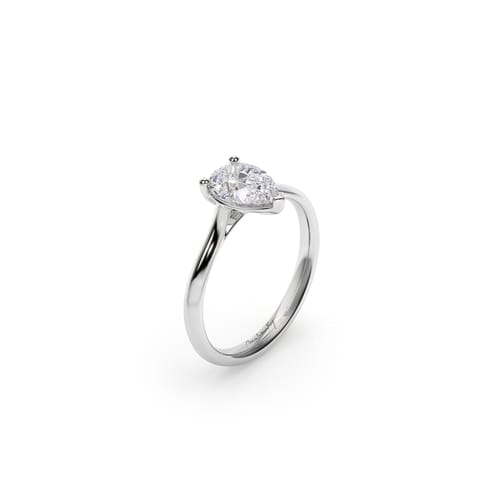 18 KT White Gold Classic Engagement Ring Pear Cut Lab Grown Diamond 1.13 CT