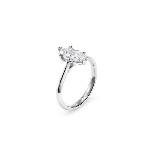 18 KT White Gold Classic Engagement Ring Marquise Cut Lab Grown Diamond 1.30 CT