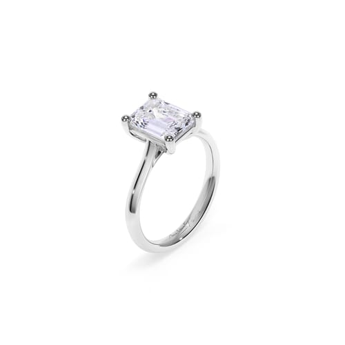 Inel de Logodna Classic Aur Alb 18 KT Emerald Cut LGD 2.00 CT