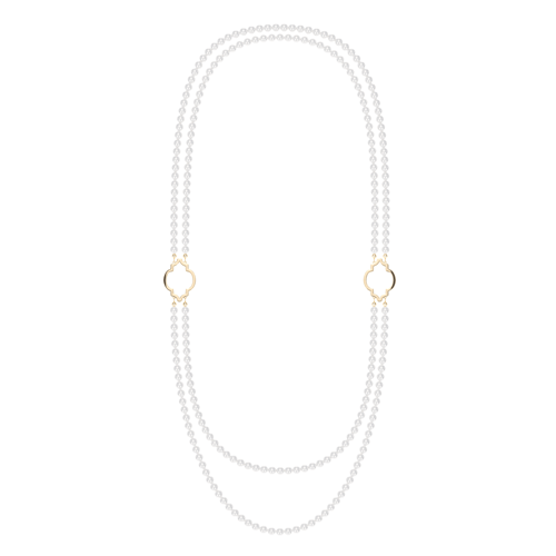 Colier dublu cu perle de 6 mm, din aur galben 14 KT, Amina